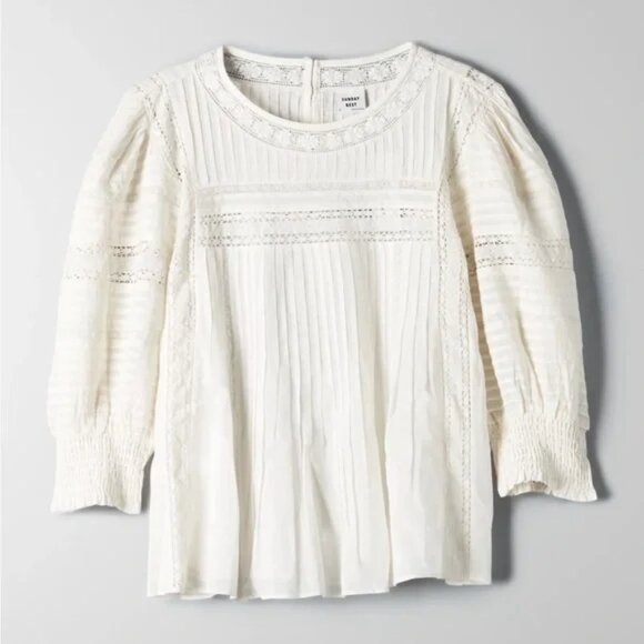 Aritzia Sunday Best Jadie Blouse Puff Sleeve White Ecru Size Medium - Picture 1 of 8